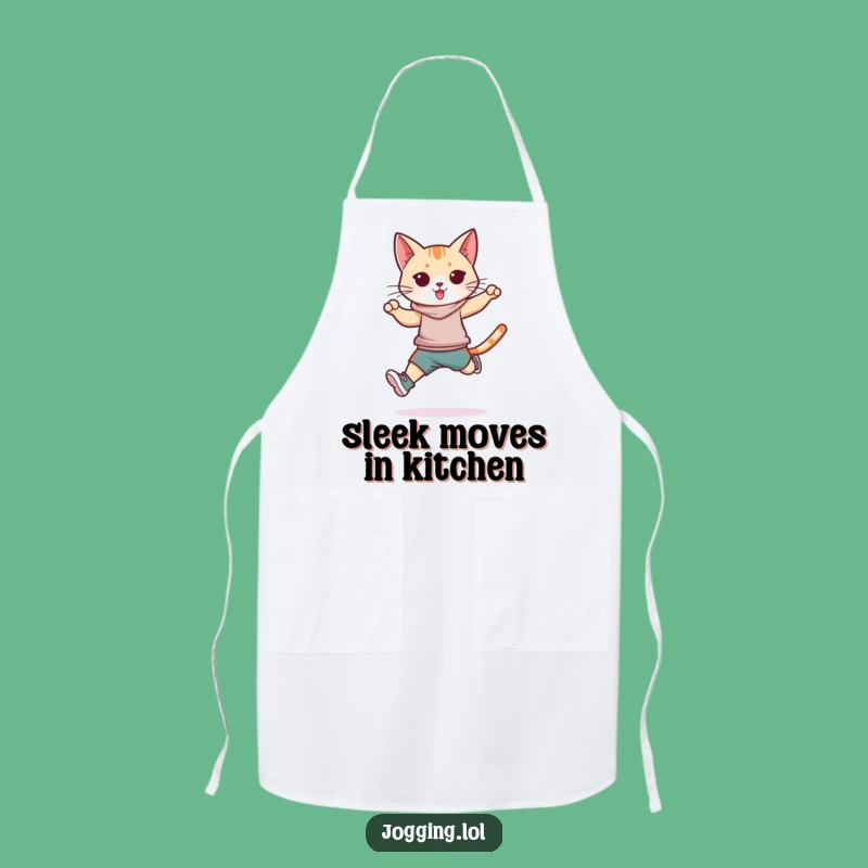 Funny Athletic Cat Apron - Chef's Feline Fitness Companion for Kitchen Fun Gift