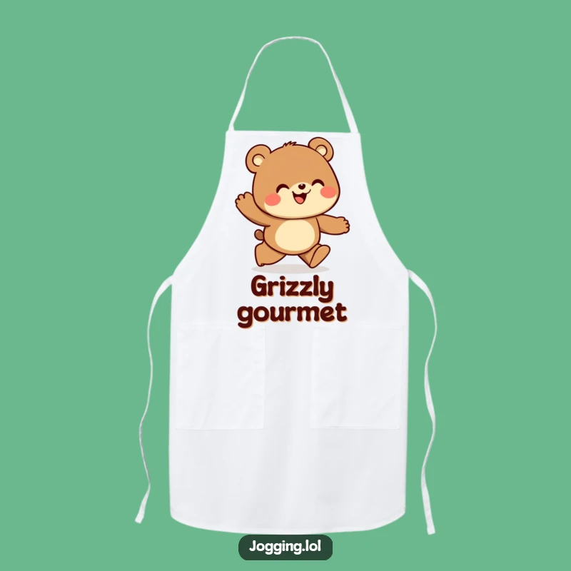 Funny Bear Jogger Apron: Curious Chef Kitchen Gift, Fun Present