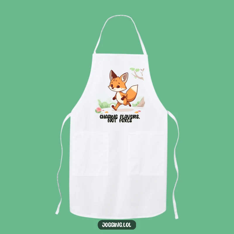 Funny Curious Fox Jogging Apron: Kitchen Fun with a Humorous, Nature-Inspired Design