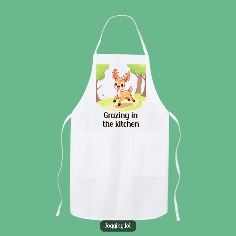 Funny Smiling Deer Apron - Kitchen Eagerness and Humor Gift