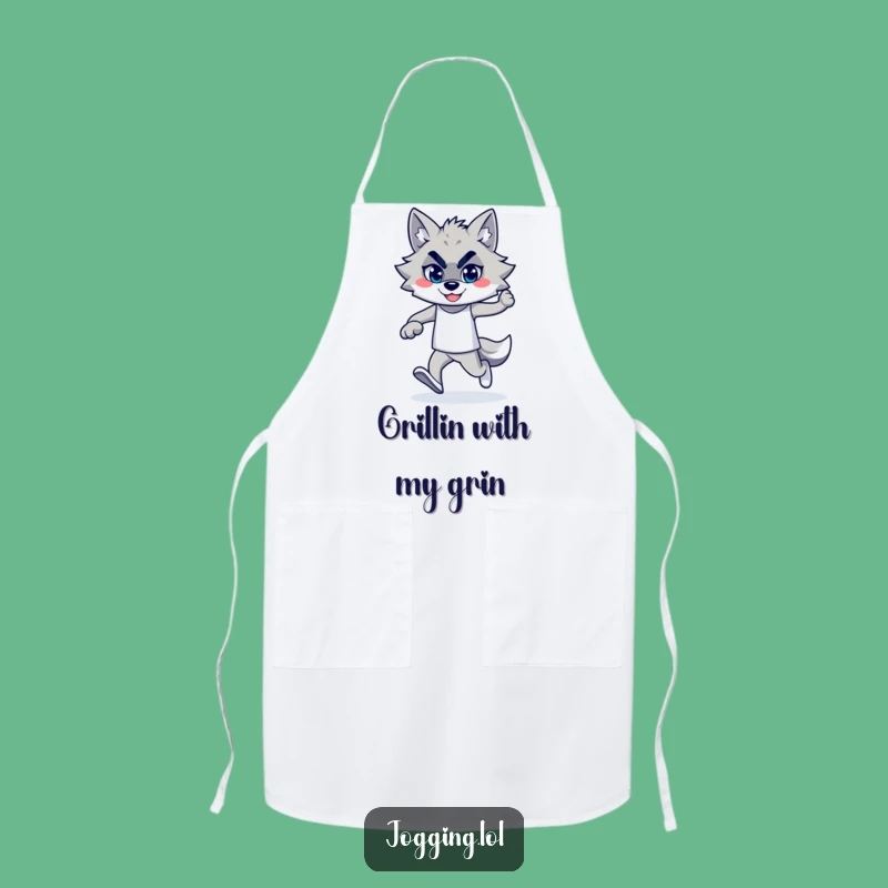 Funny Wolf Jogger Apron: Confident Strides for a Hilariously Bold Kitchen!