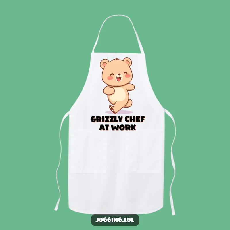 Funny Jogging Bear Apron: Cook Up Laughs with Cheerful Steps!
