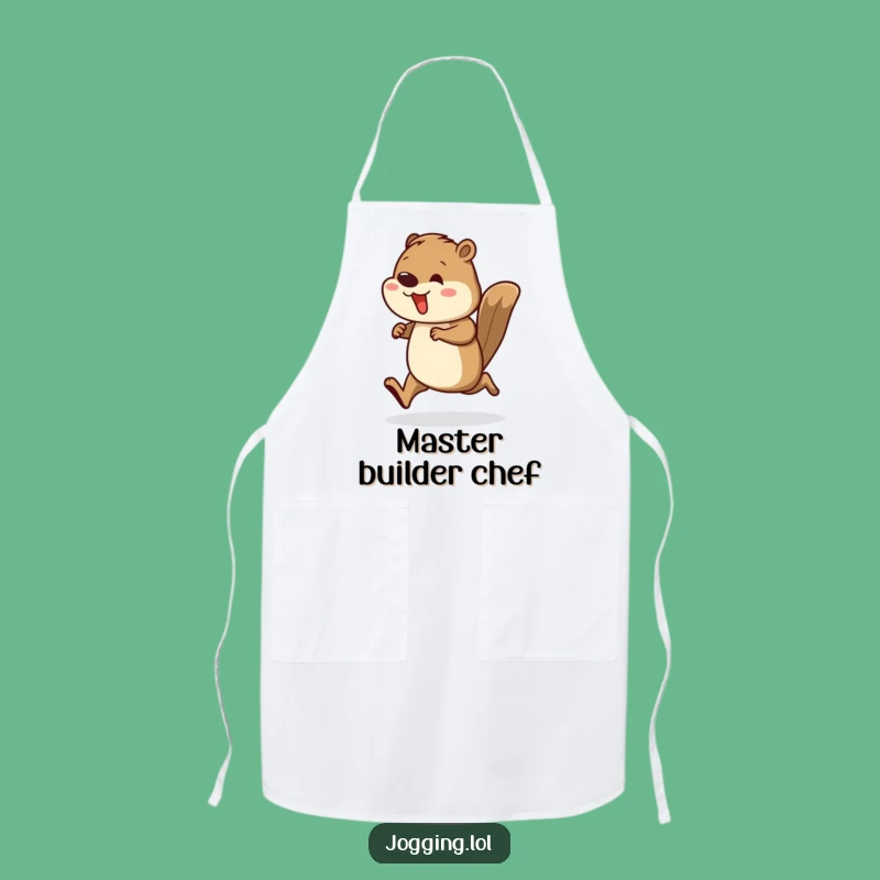 Funny Beaver Runner Apron: Busy Builder Kitchen Gift, Fun Present