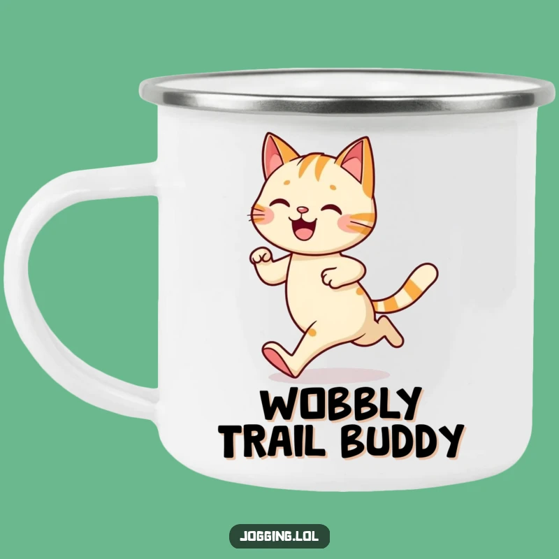 Funny Cat Jogging Camping Mug: Durable and Humorous Mug for Feline Outdoor Adventures