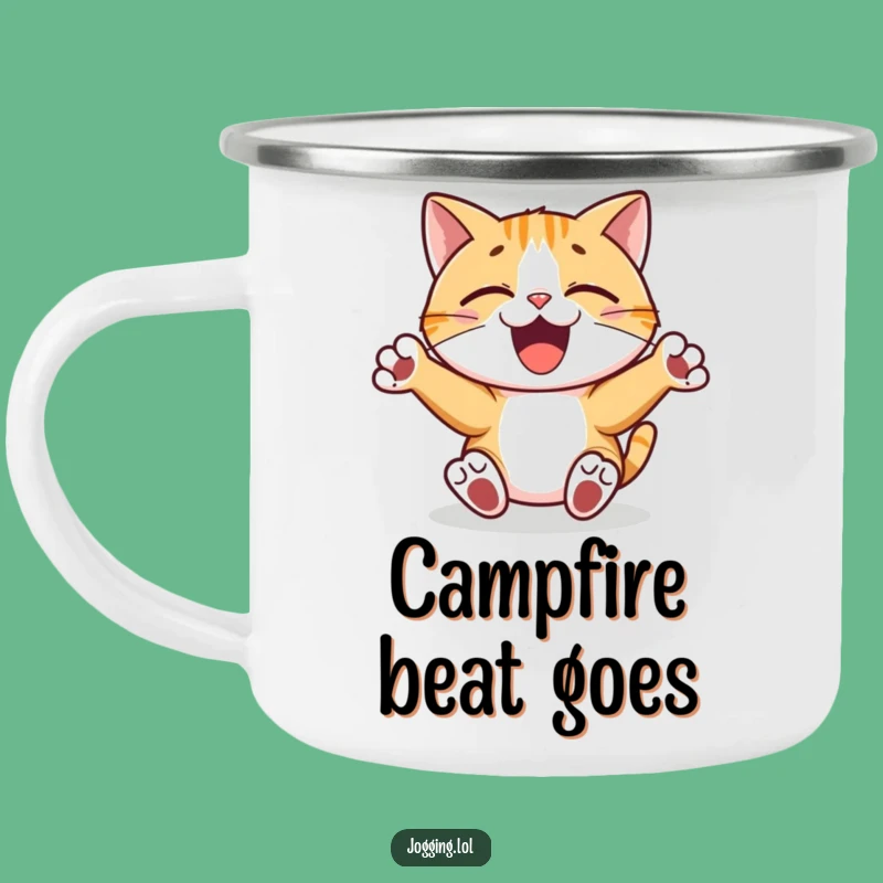 Funny Cat Rhythm Mug - Joyful Pumping Paws Camping Adventure Gift