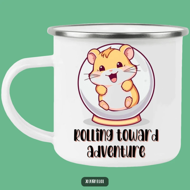 Funny Hamster Camping Mug - Playful Rolling Hamster Ball Gift