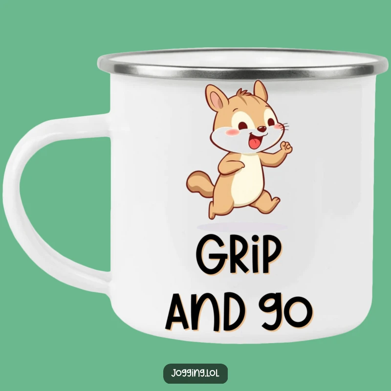 Funny Squirrel Jogging Camping Mug - Arm Pumping Outdoor Fun Gift