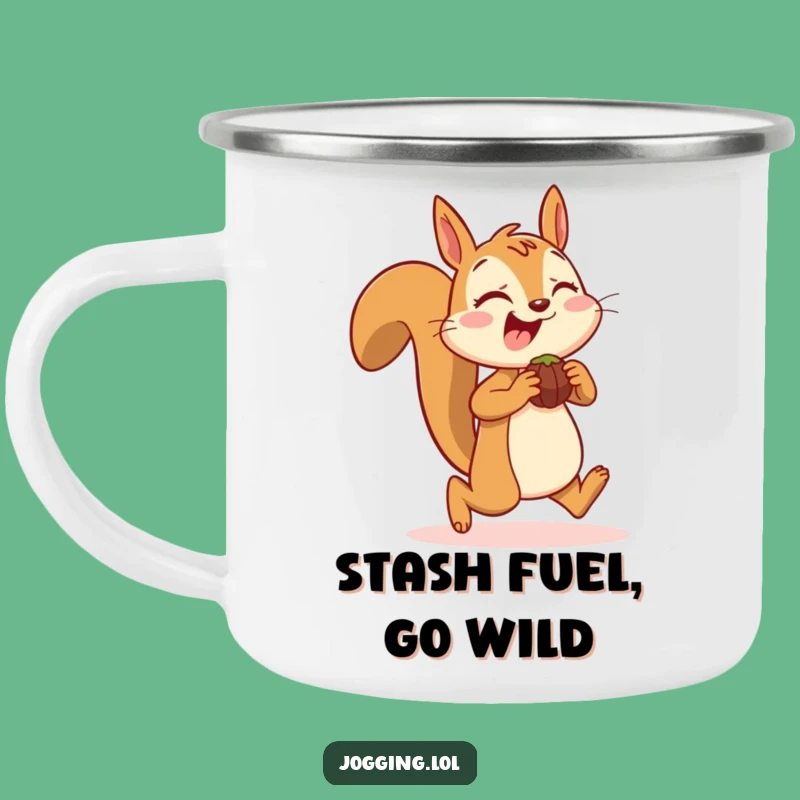Funny Squirrel Jogging Camping Mug: Durable and Humorous Mug for Nutty Outdoor Adventures