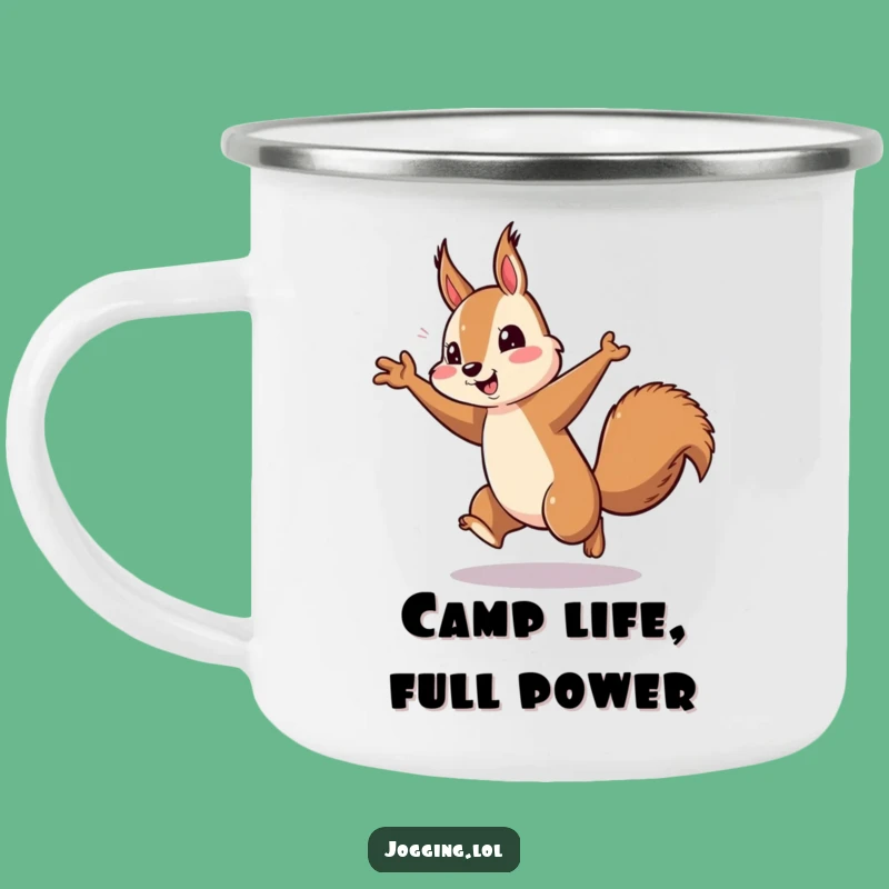 Funny Squirrel Running Camping Mug - Durable Energetic Arm Pumping Outdoor Companion Gift