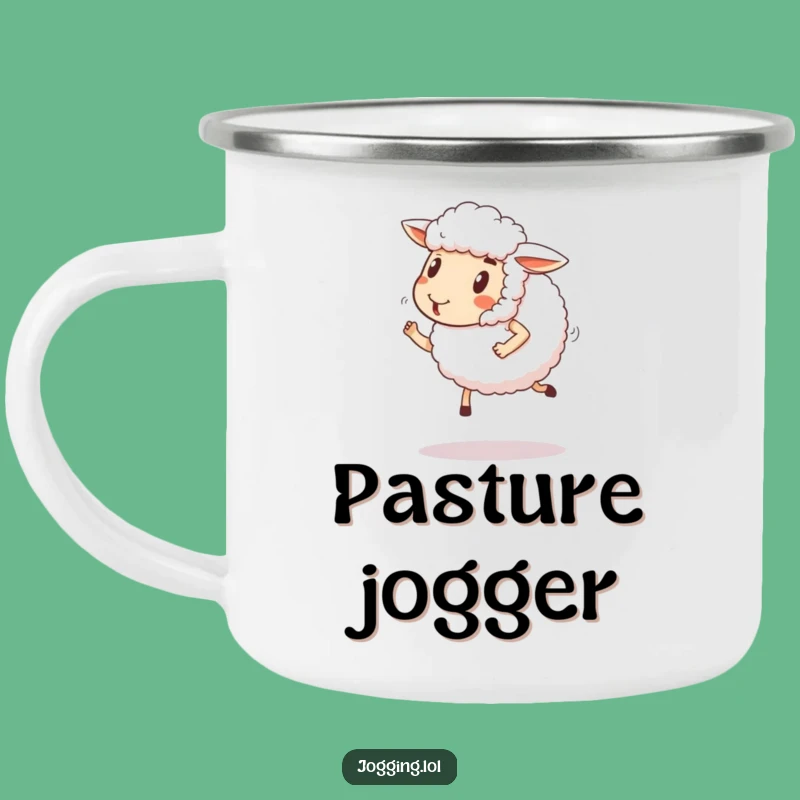 Funny Sheep Jogging Camping Mug: Hilarious Happy Ewe Outdoor Gift