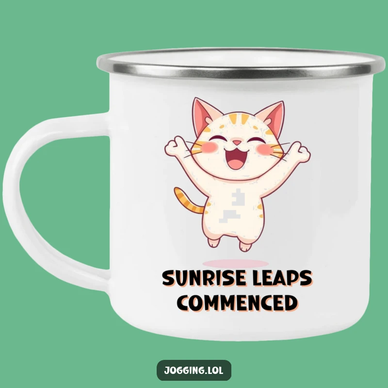 Funny Cat Camping Mug - Joyful Leaper's Adventure Drinkware Gift