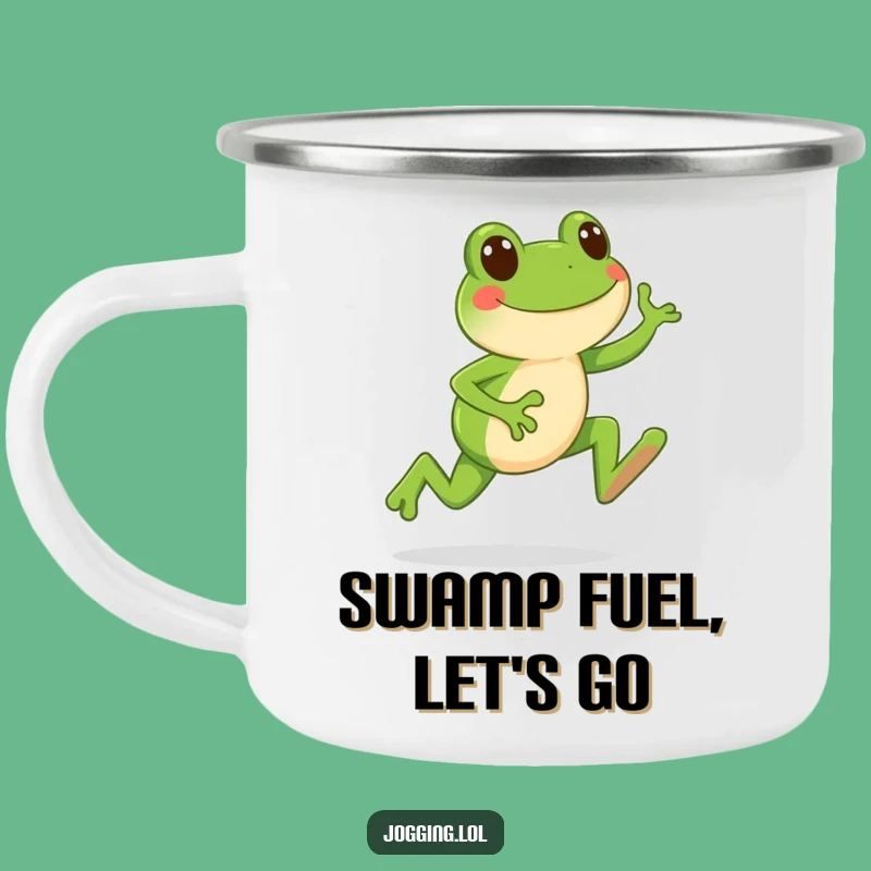 Funny Frog Jogging Camping Mug: Adventure with Happy Leaps!