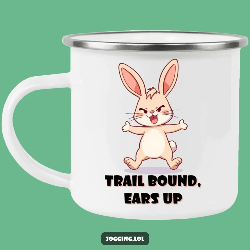 Funny Energetic Bunny Camping Mug - Durable Determined Rabbit Outdoor Companion Gift
