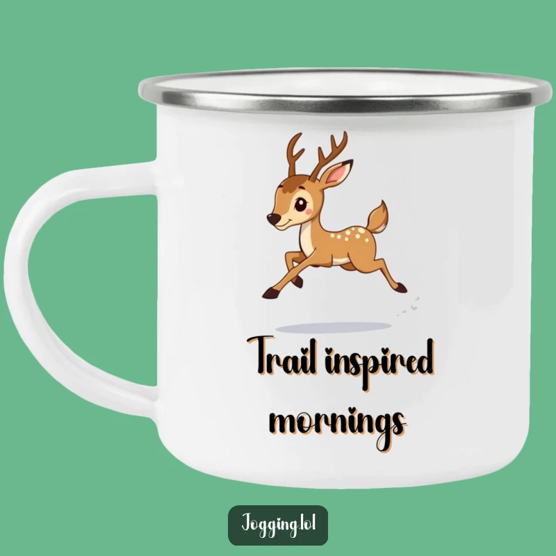 Funny Deer Jogger Camping Mug: Graceful Leaps for Trailside Hilarious Sips!