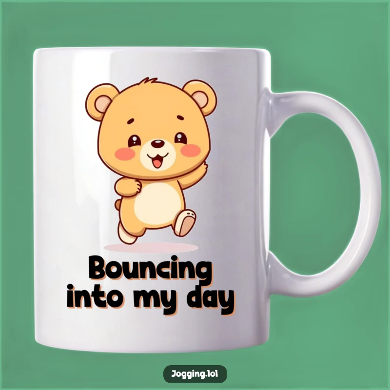 Funny Bear Cub Bounce Mug - Gleeful Strider's Gift for Joyful People