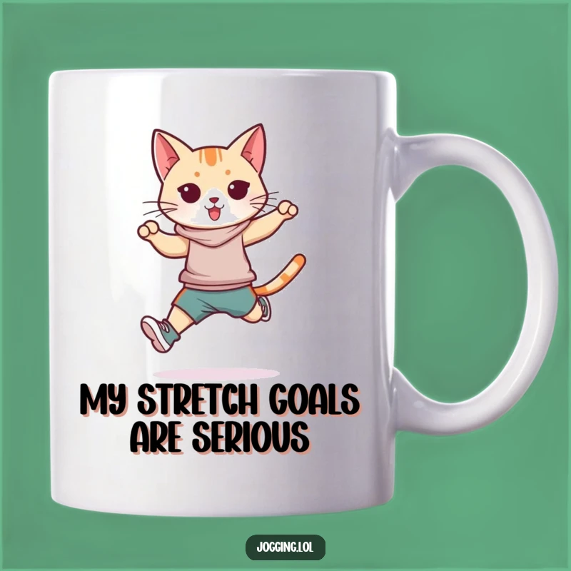 Funny Athletic Cat Jumping Mug - Sleek Feline Fitness Gift for Cat Lovers