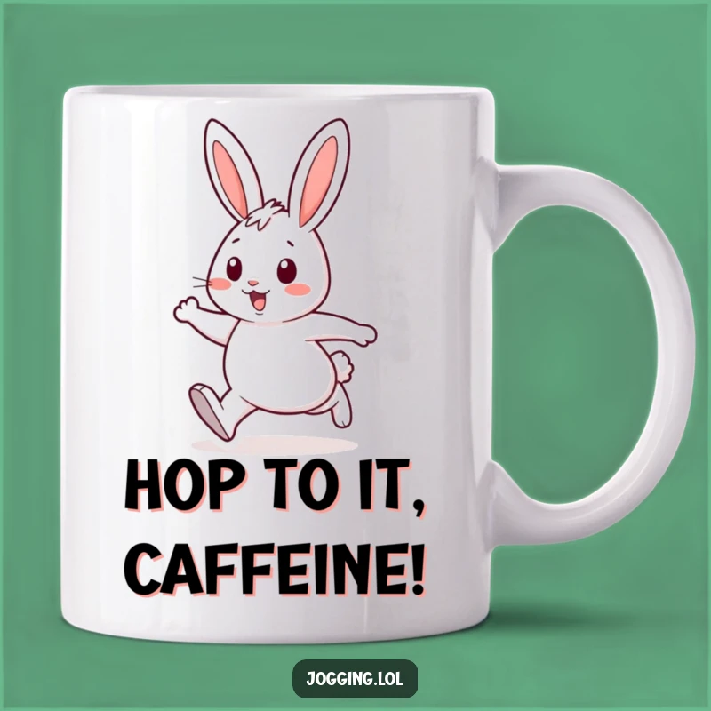 Funny Bunny Jogger Mug - Cheerful Rabbit Striding Gift for Runners