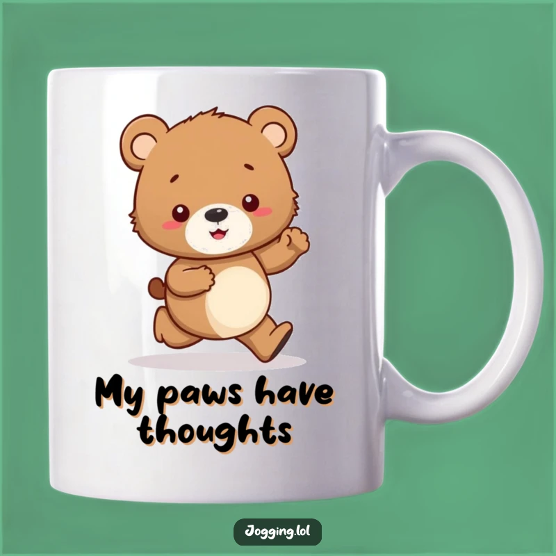 Funny Curious Bear Cub Jogging Mug: A Hilarious Gift for Coffee Lovers