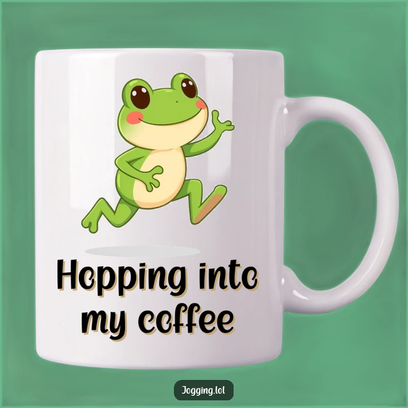 Funny Happy Frog Jogging Mug: Leap into Fun, Perfect Funny Gift!