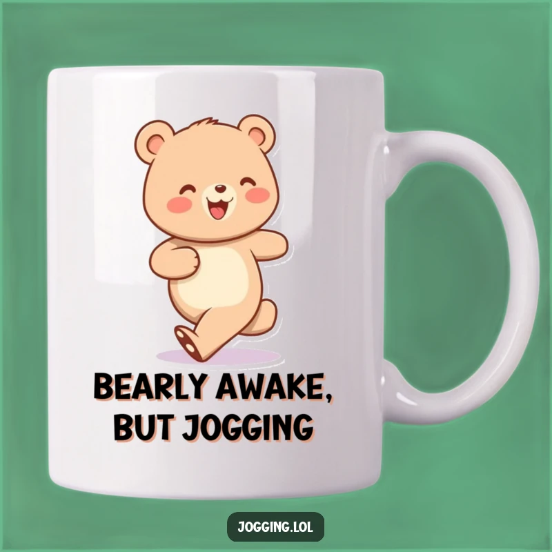 Funny Jogging Bear Mug: Cheerful Steps, Perfect Gift for Fitness Fanatics!
