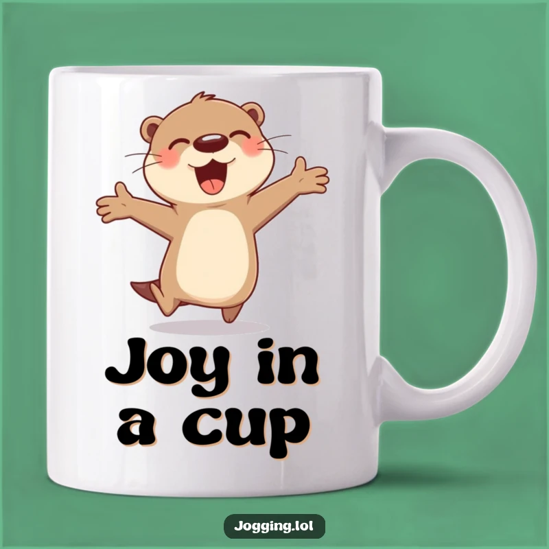 Funny Otter Bound Mug: Cheerful Pal's Joyful Leap, Perfect Gift!