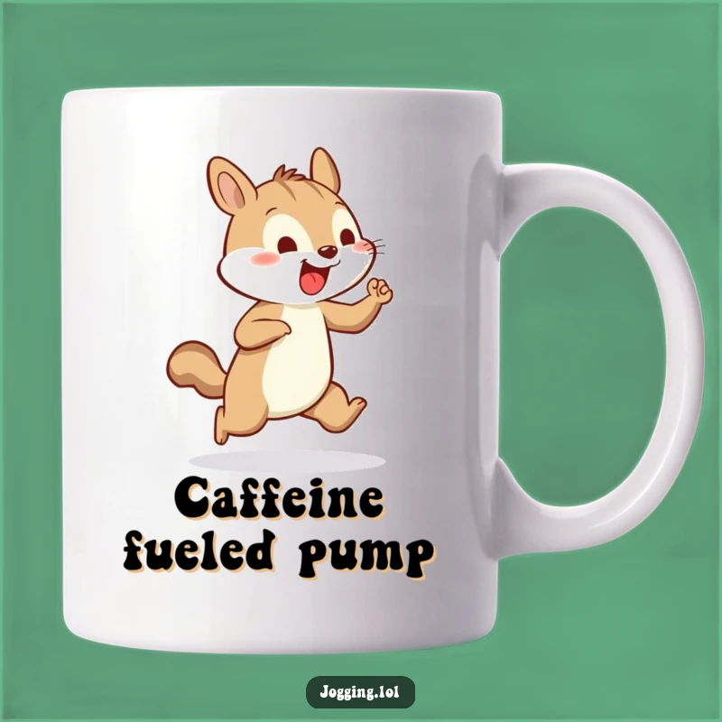 Funny Squirrel Jogging Mug - Cheerful Arm Pumping Workout Gift