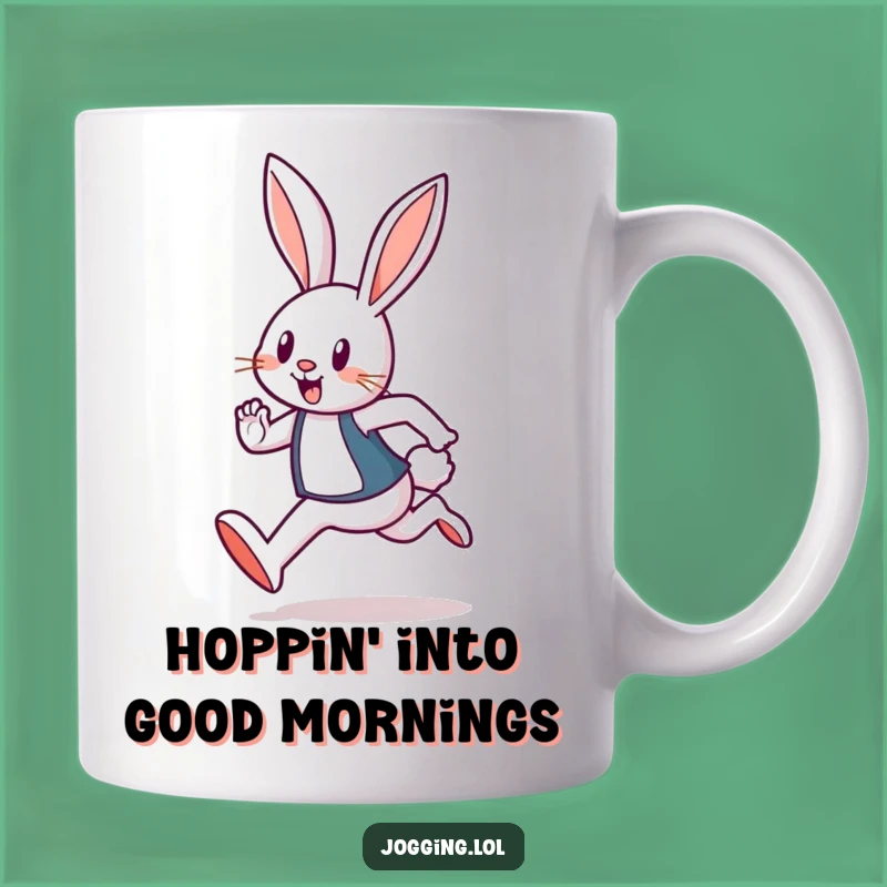 Funny Rabbit Jogger Mug: Cheerful Hare Hopping Gift for Runners