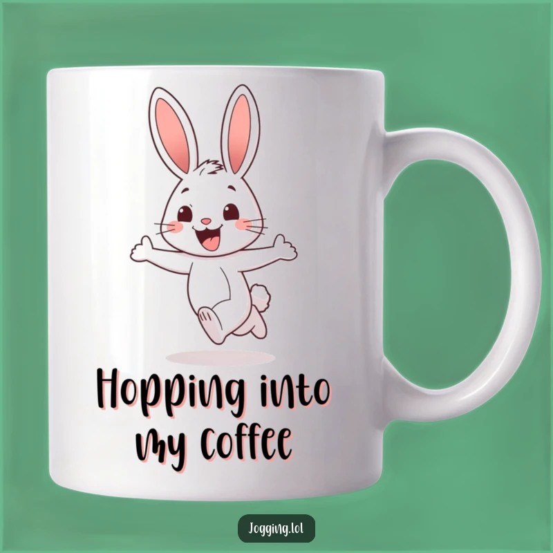Funny Rabbit Jogging Mug - Cheerful Grin Gift for Bunny Lovers