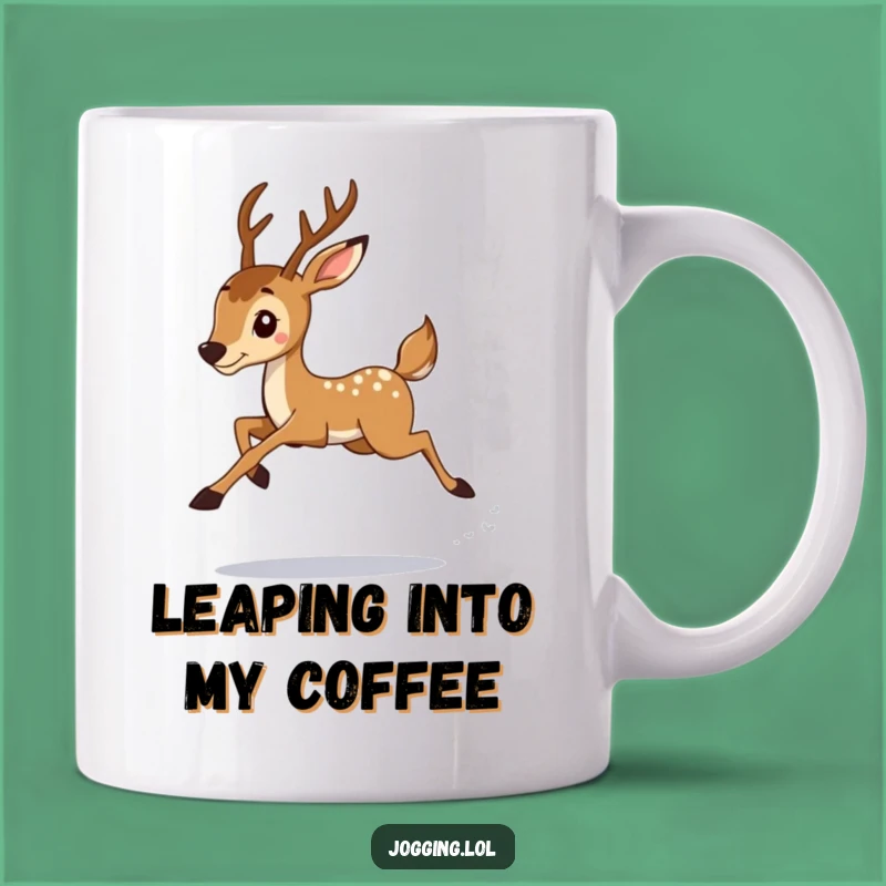 Funny Deer Jogger Mug: Graceful Leaps Make a Hilarious Gift!