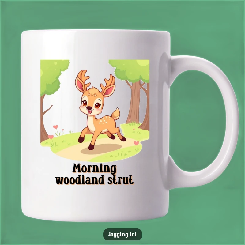 Funny Smiling Deer Bounding Mug - Eager Path Adventure Gift