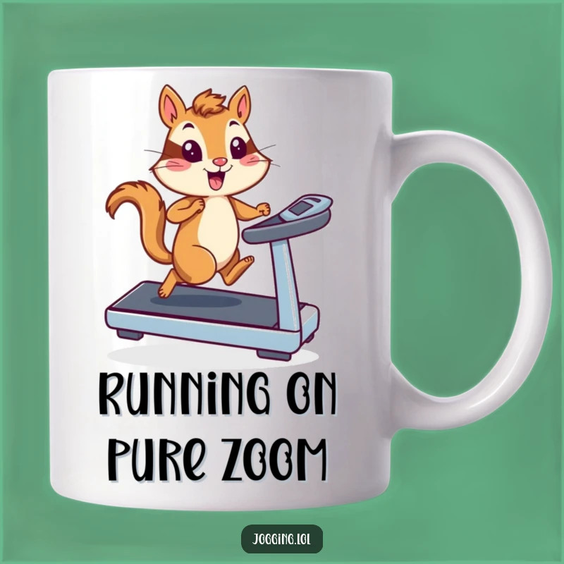Funny Chipmunk Runner Mug: Treadmill Speed for Your Hilarious Morning!