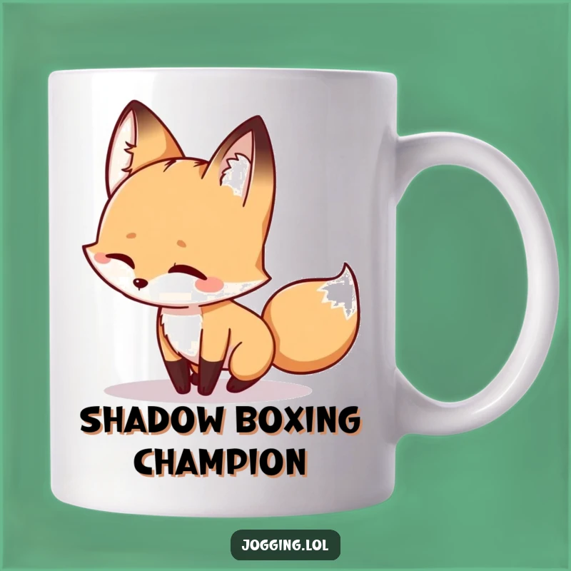 Funny Winking Fox Chasing Shadow Mug - Playful Silliness Gift
