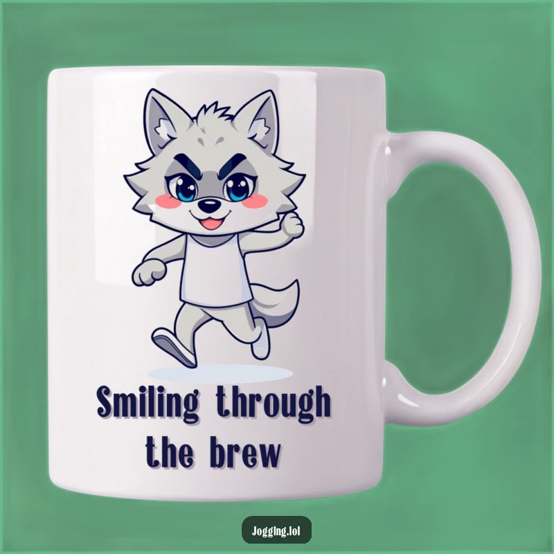 Funny Wolf Jogger Mug: Confident Smile for Your Hilarious Morning!