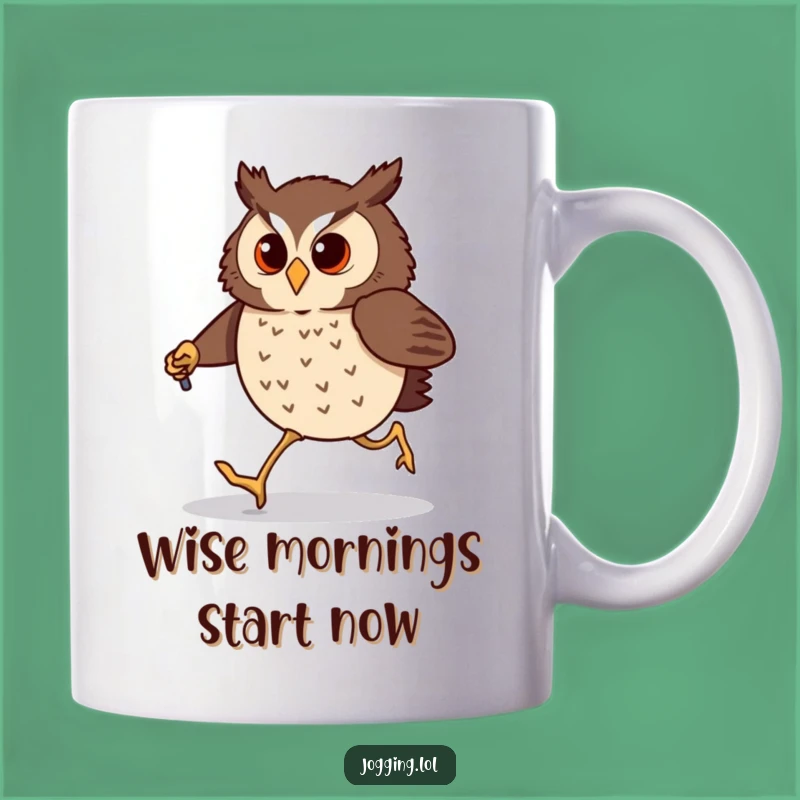 Funny Owl Jogging Mug: Comical Birdy Fitness Gift for Coffee Lovers