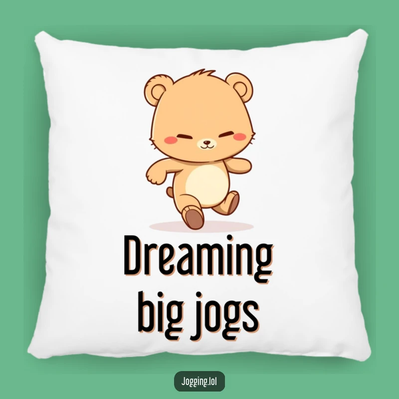 Funny Bear Cub Comfort Pillow - Determined Jogging Grin Decor Gift