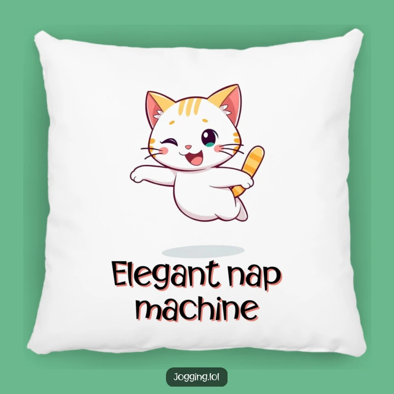 Funny Cat Running Pillow - Soft Character Cushion for Comfy Playfulness