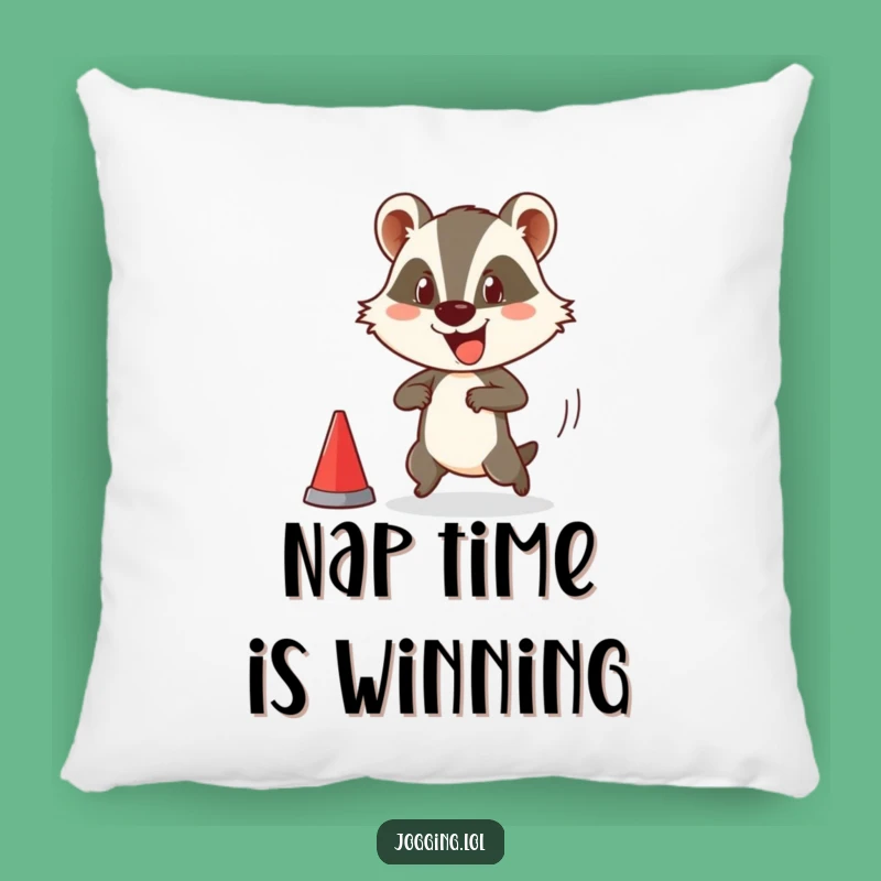 Funny Badger Pillow - Comedic Race Starter Animal Cushion Gift