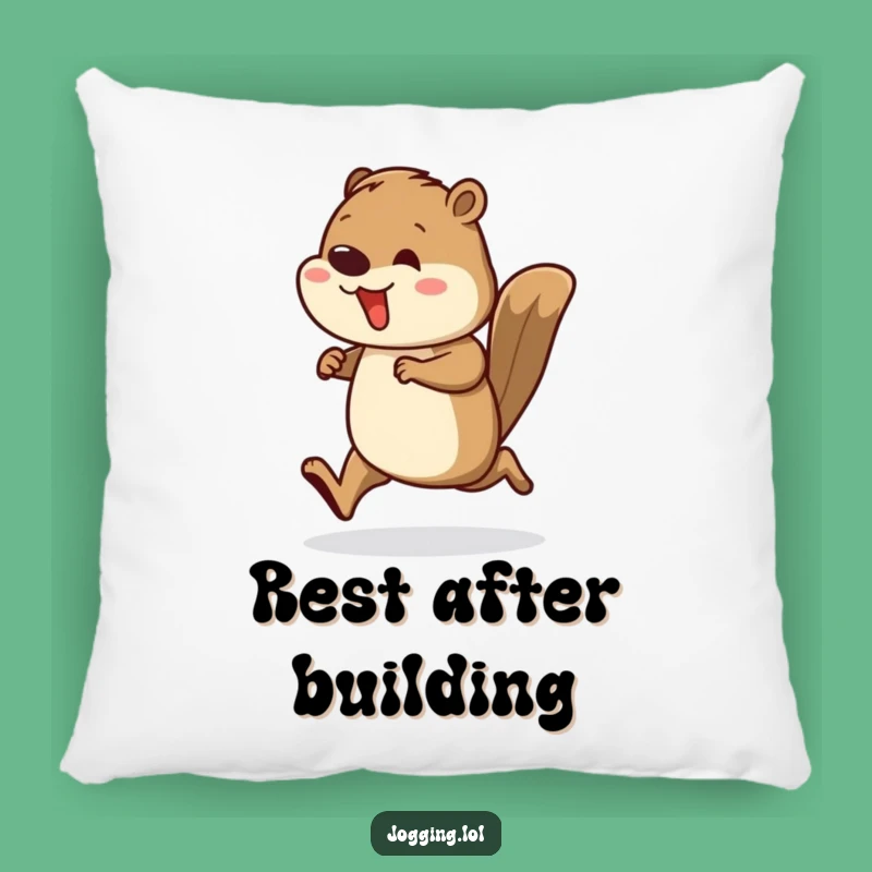 Funny Beaver Runner Pillow: Cozy & Busy Accent Pillow, Cute Gift