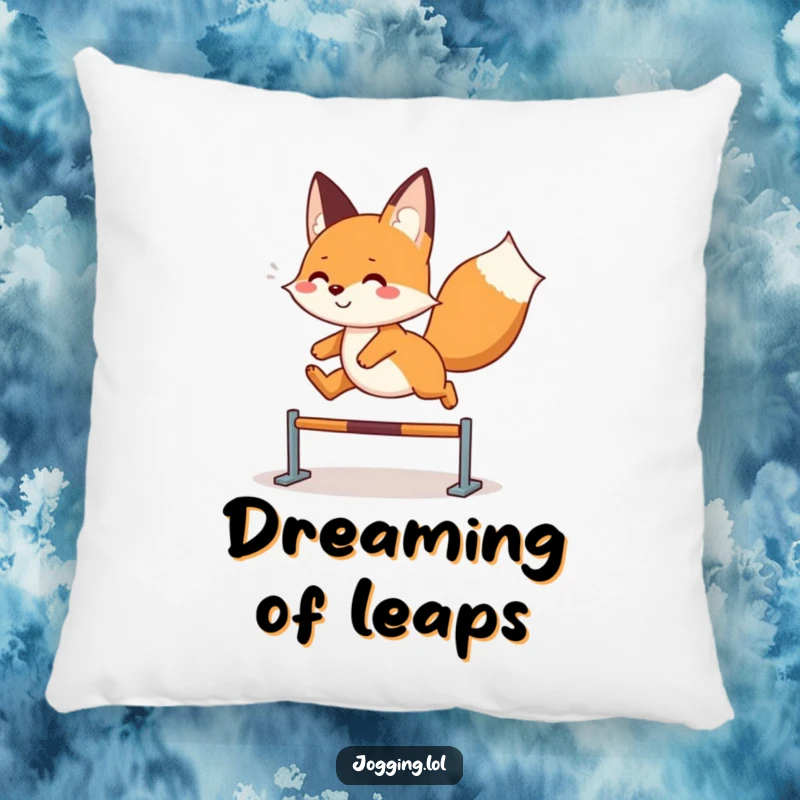 Funny fox pillow featuring a playful character in a joyful leaping pose, perfect for adding comfort and humor, a cute funny gift.