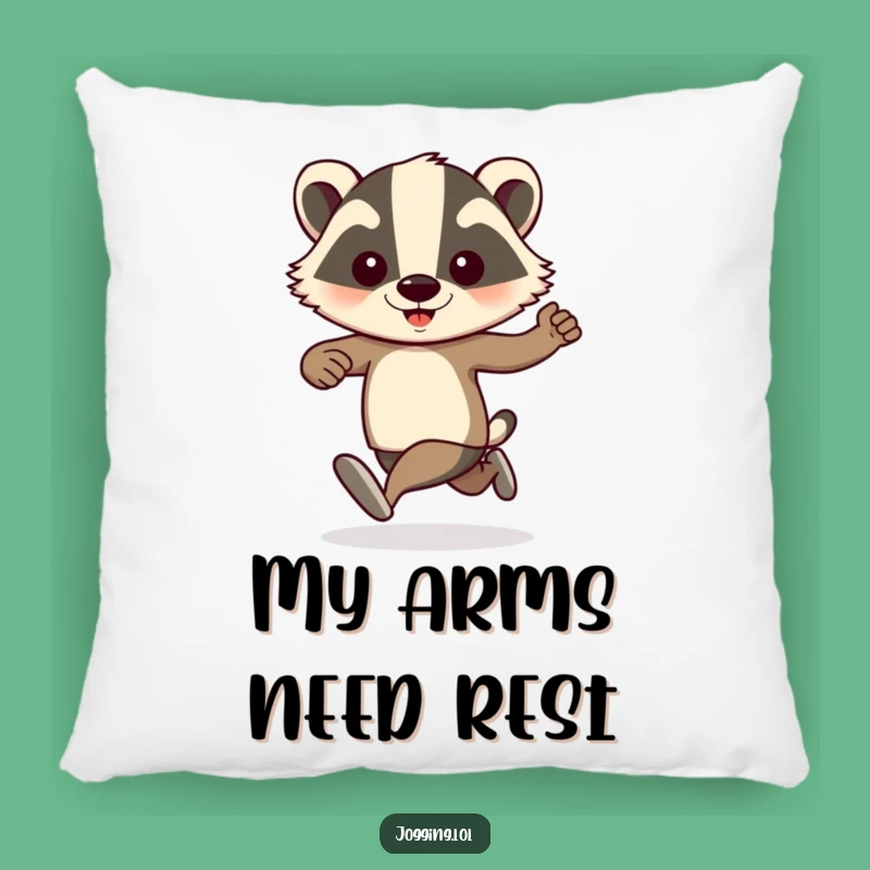 Funny Badger Jogger Pillow: Pumping Arms for Cozy, Hilarious Comfort!