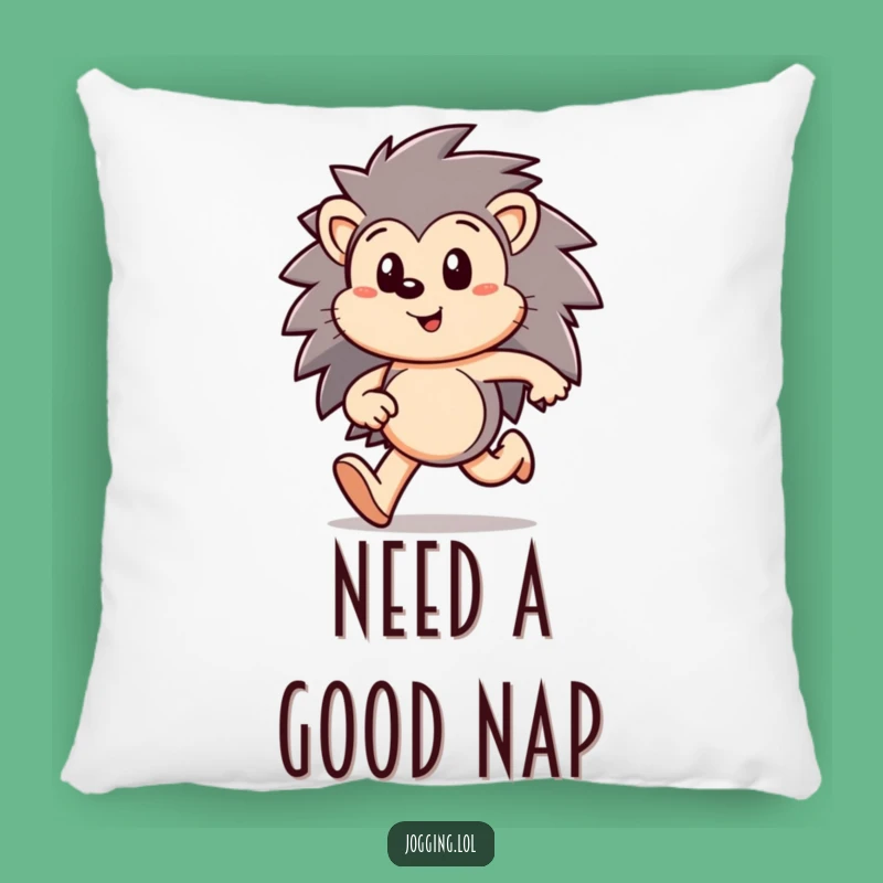 Funny Hedgehog Run Pillow: Cozy Critter's Focused Rest, Comfy Gift!