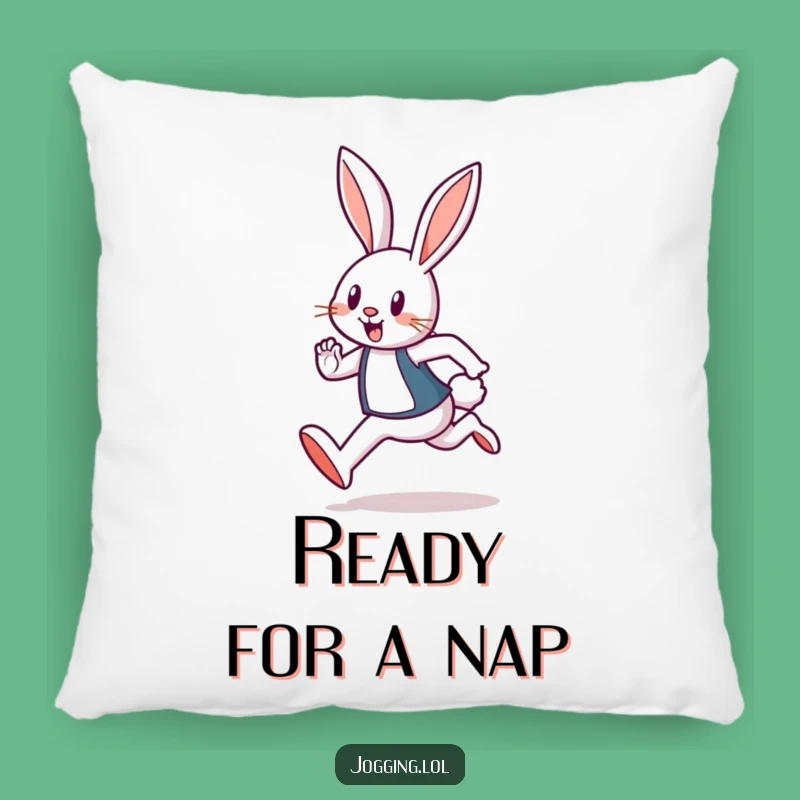 Funny Rabbit Jogger Pillow: Cozy Hare Accent Pillow, Cute Gift