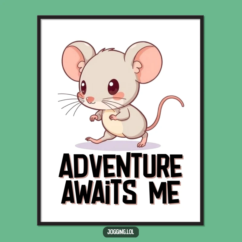 Funny Mouse Runner Digital Art: Curious Mouse Pace Setter Printable Wall Decor
