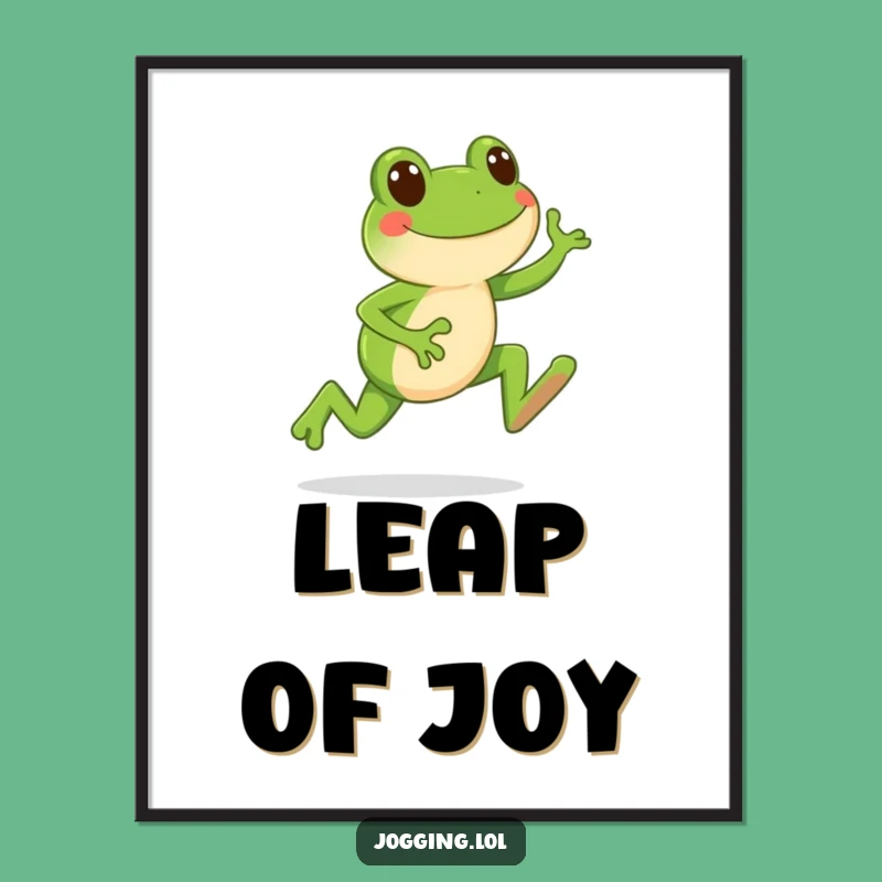 Funny Frog Jogging Digital Art: Happy Leaps for Wall Humor!