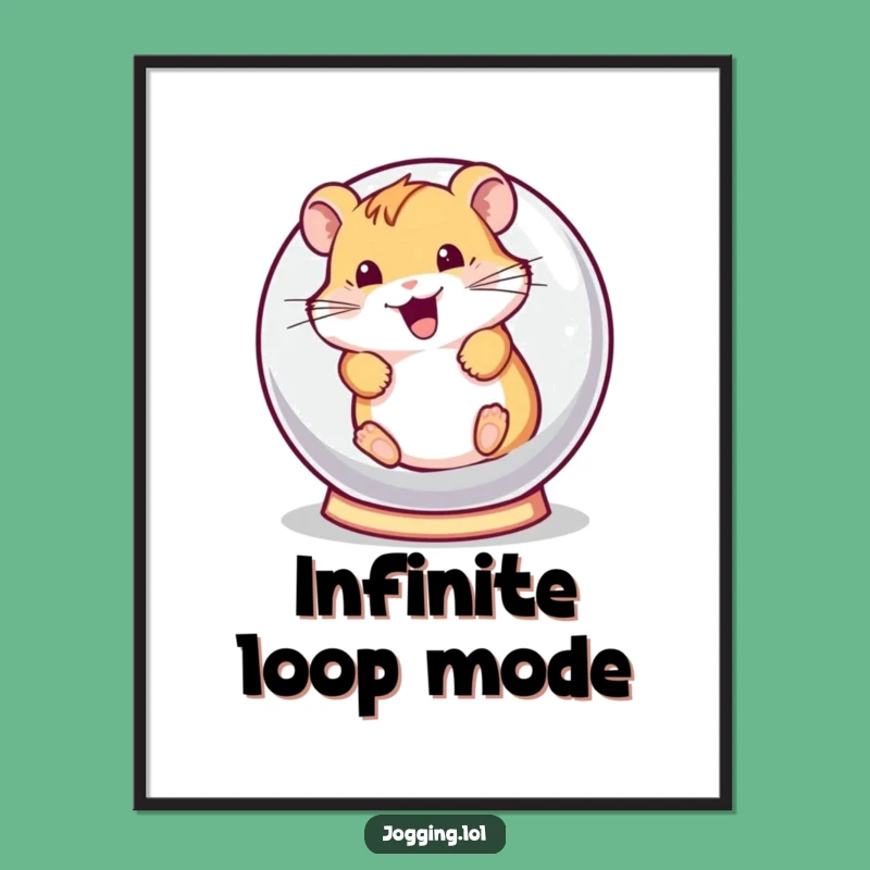 Funny Hamster Digital Art - Playful Rolling Hamster Ball Print