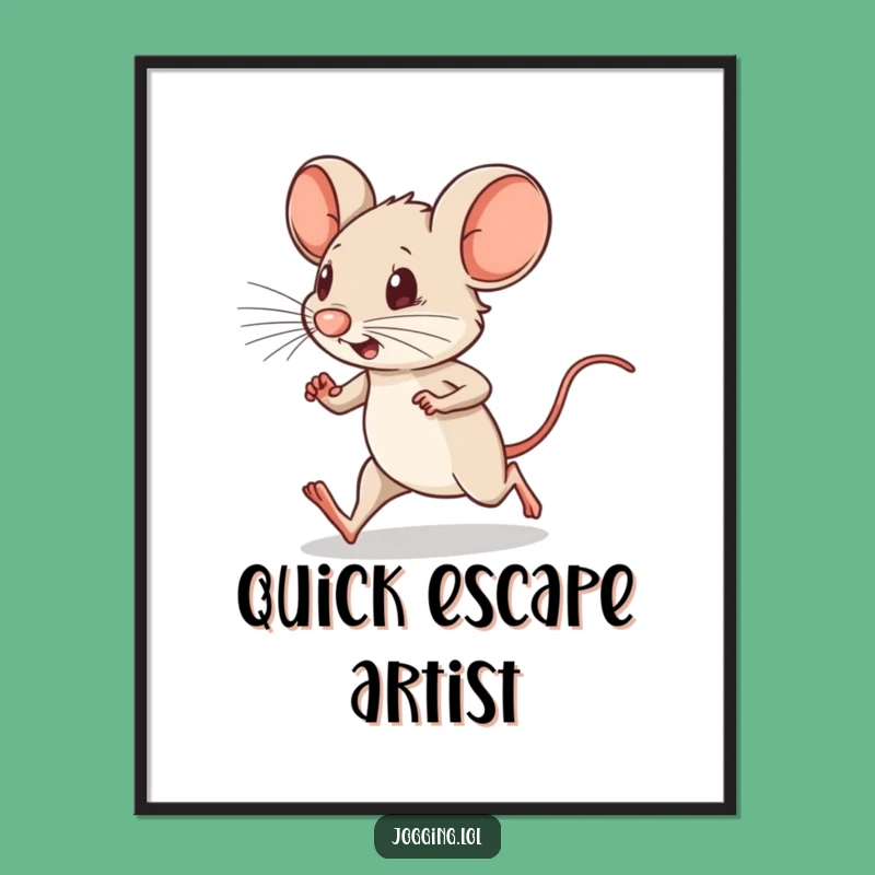Funny Running Mouse Digital Art: Tiny Legs Pumping for Wall Humor!