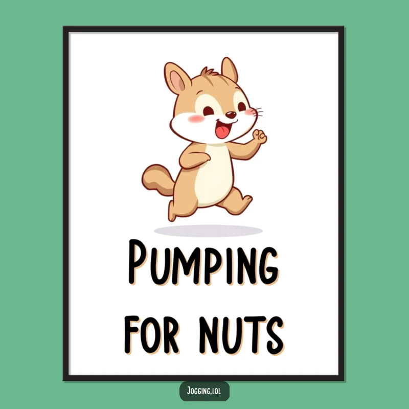 Funny Squirrel Jogging Digital Print - Arm Pumping Art Gift