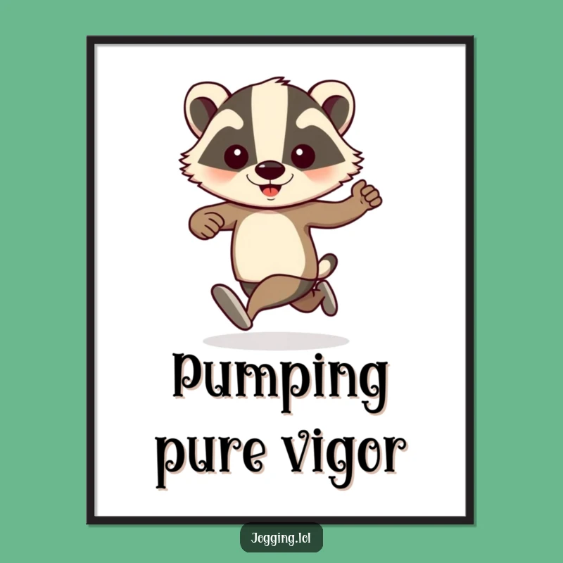 Funny Badger Jogger Digital Art: Pumping Arms for Instant Hilarious Decor!