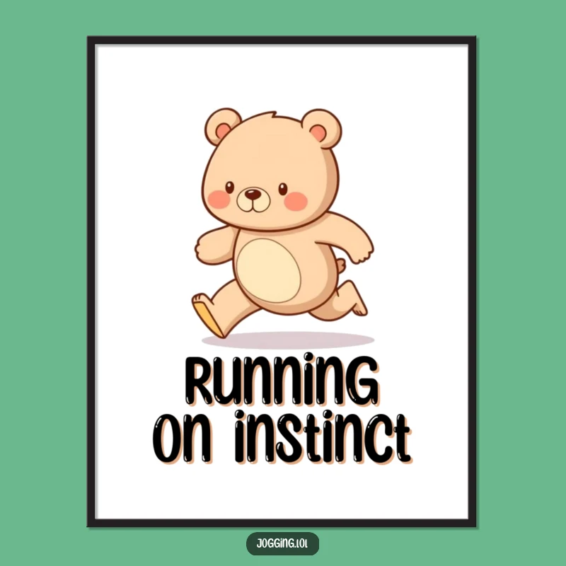 Funny Bear Digital Art Print: Decorate with a Diligent Bear's Running Energy