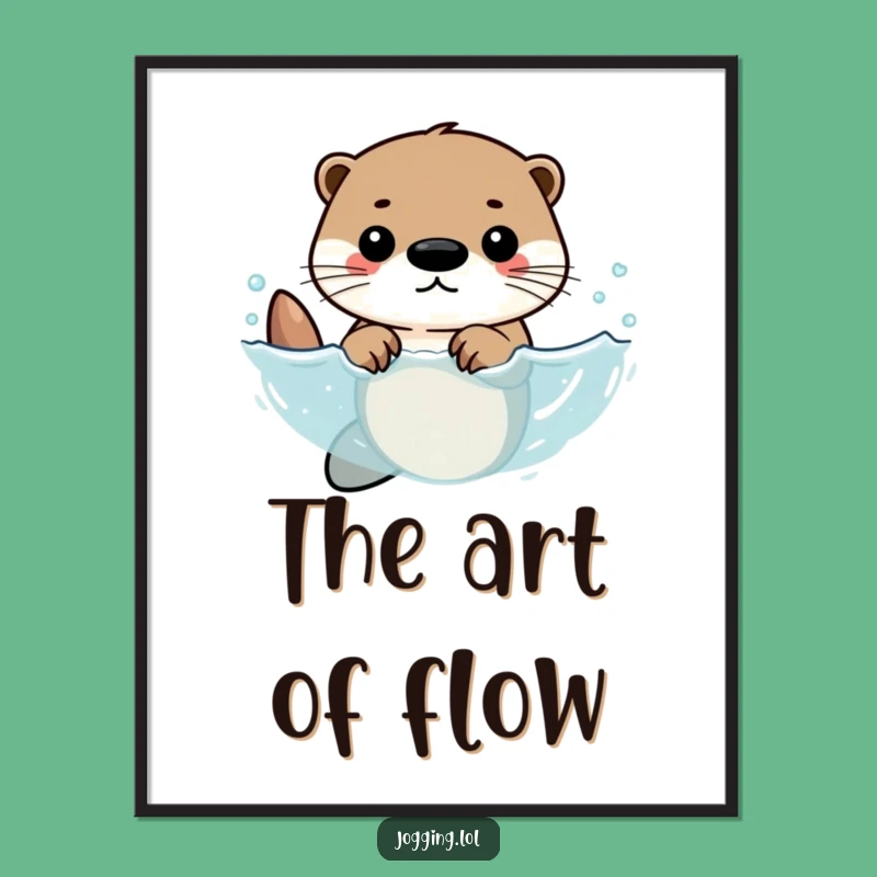 Funny Otter Digital Art - Determined Otter Swimmer Print Gift